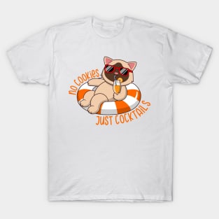 No Cookies Just Cocktails Funny Siamese Cat T-Shirt